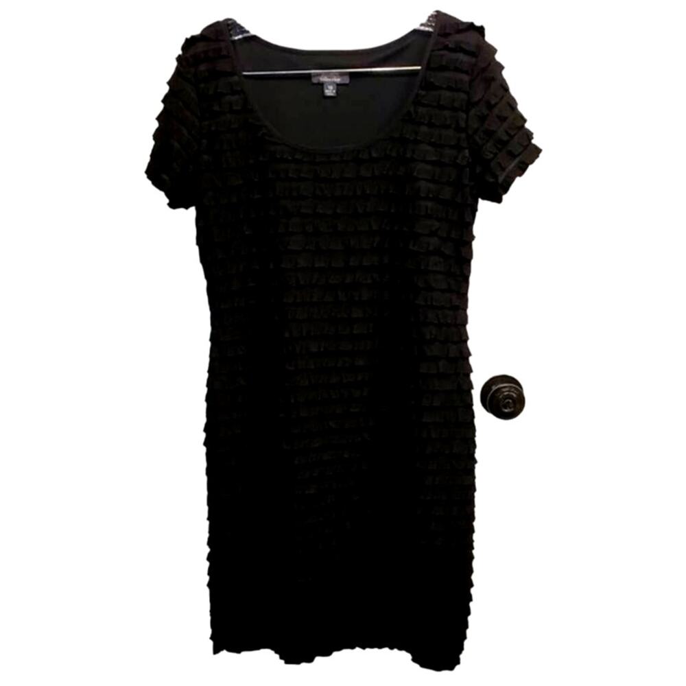Dressbarn Women's Black layered Ruffle Knee Length Dress Size 10